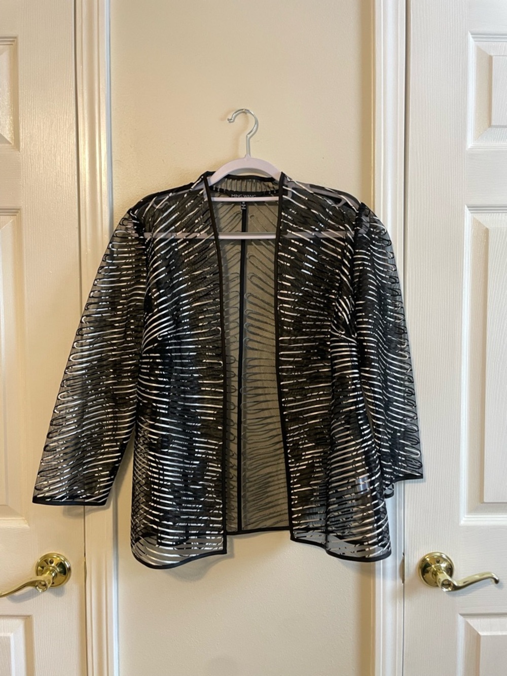 Ming Wang Black Sheer Blazer, Size M - Picture 2 of 6